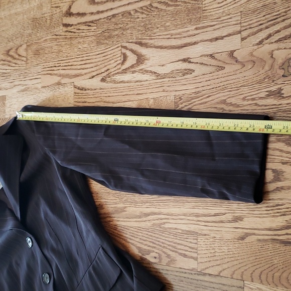 (8) Anne Klein AK Stretch Pinstriped Blazer Padded Shoulders Business Formal - Picture 6 of 8